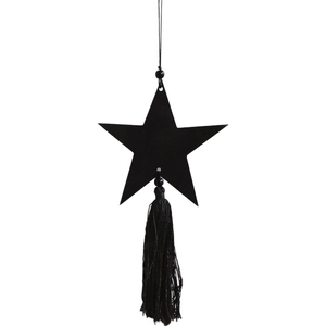 Minimalist black star wall hanging decor with tassel and beads for home and bedroom