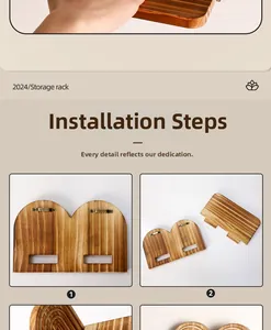 Detailed step-by-step assembly guide for wall-mounted charred wooden storage rack