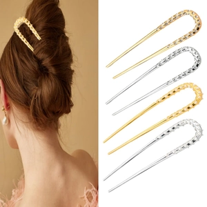 Lot d'épingles à cheveux minimalistes en forme de U avec perles et strass dorés et argentés