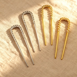Pic à Cheveux Élégant en Forme de U Alliage Strass Künstliche Perle Fourche Pour Femmes Coiffure Chignon Accessoires de Cheveux Minimalistes