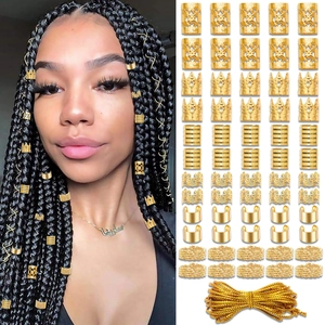 Gold Braid Jewelry Accessories Dreadlock Hair Rings Cuffs Clips Hollow Crown Metallic Hair Decoration For Women DIY Styling