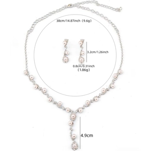 Parure de bijoux de mariée élégante avec collier de perles et boucles d'oreilles