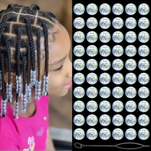 60er Set bunte Acryl-Dreadlock-Perlen mit Einfädelhilfe für kreative Frisur-Dekorationen