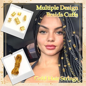 65-piece gold braid cuffs set with multiple crown designs and hair strings