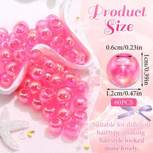 Detaillierte Größentabelle für 12mm irisierende Acryl-Dreadlock-Perlen in Hellrosa