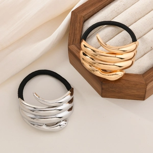 Irregular Metal Hair Tie For Women High Elasticity Rubber Band Geometric Spiral Wave Design Fashion Headwear Hair Accessory