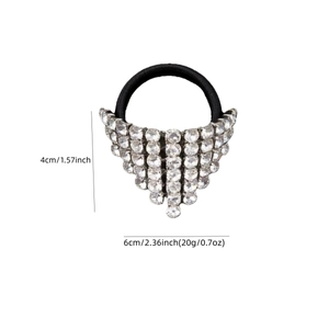 Elastico per capelli con strass a triangolo per donna dimensioni 6x4cm e nastro nero