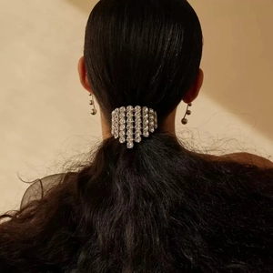 Elastico per Capelli Triangolo con Strass Elegante Titolare di Coda di Cavallo in Lega Galvanica Scrunchie di Lusso Donna