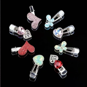 Silver Zinc Alloy Rhinestone Heart Butterfly Hair Clips Elegant Side Bangs Duckbill Clip Sparkling Hair Accessories For Women