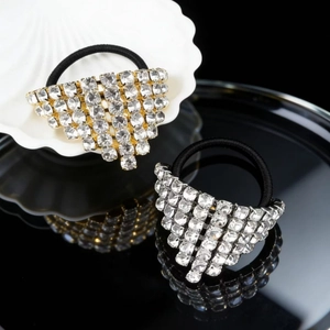 Set di elastici per capelli con strass triangolari in finitura oro e argento lucido