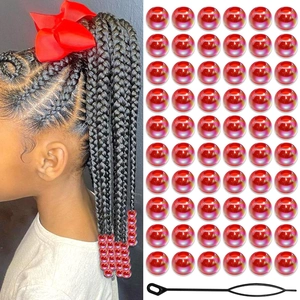 60er-Set rote Aurora-Acrylperlen für Dreadlocks mit großen Löchern und Einfädelwerkzeug
