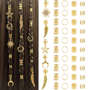 Anelli per Capelli Dreadlock in Metallo Dorato Clip Sole Stella Luna Piuma Ali Ciondoli Gioielli per Trecce per Donna Uomo