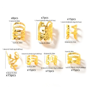 90pcs gold hollow dreadlock beads set with detailed dimensions and multiple patterns