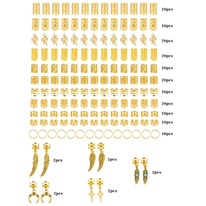 Detailed collection of 250 pieces gold plated hollow braid rings and leaf pendants