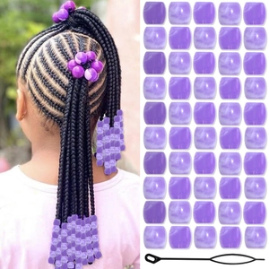 Purple marble texture acrylic dreadlock beads set with 40pcs and hair styling tool