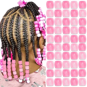 50 pieces of pink gradient acrylic dreadlock beads for DIY hair styling and braiding