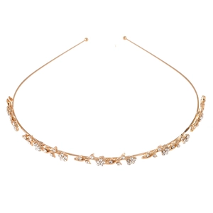 Serre-tête floral doré de luxe avec strass scintillants et design de feuilles