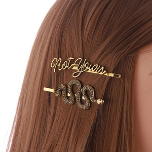 Antique Gold Silver Snake Shaped Hair Clip Set Personalized Letter Barrette Gothic Punk Style Headwear For Women Party Accessories