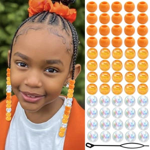 Perles de Cheveux en Acrylique à Large Trou pour Tressage d'Enfants Dreadlocks Africaines Rondes Iridescentes Laquées Kit Accessoires