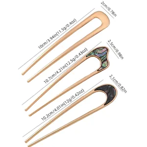 Classic U-shaped minimalist metal hair pins with detailed size and weight specifications