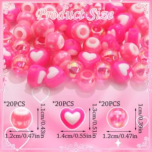 Detailed size chart for acrylic large hole beads for hair braids and DIY jewelry sets