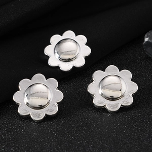 Tre fibbie per scarpe a fiore in metallo argento per decorazione di lacci per scarpe