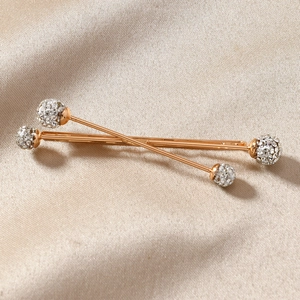 Elegant gold finish hair clips with sparkling pearl and crystal rhinestones set