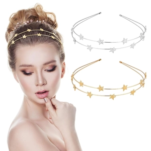 Élégant Serre-tête Double Couche en Alliage avec Étoiles à Cinq Branches Serre-tête Métallique Minimaliste Accessoires de Cheveux Femme Mariage Fête
