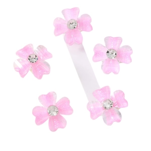 5er-Set Haarklammern in Blumenform mit rosa Farbverlauf und Glitzersteinen