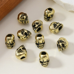 Retro Tibetan silver skull beads for DIY jewelry making and dreadlocks decoration
