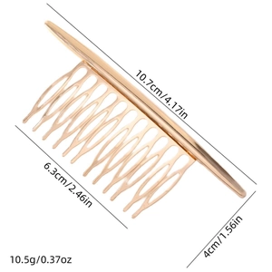 Peigne à cheveux doré à 20 dents en alliage poli, design branche de pin, 10,7 cm