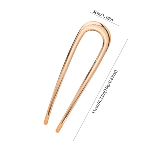 Épingle à cheveux élégante en forme de U en métal or rose avec détails de dimensions