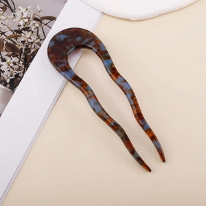 U-förmige Haarspange aus Acetat mit Schildpattmuster für elegantes Haarstyling