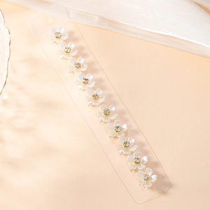 Lot de 10 pinces à cheveux fleurs en résine blanche avec zircon brillant et centre doré