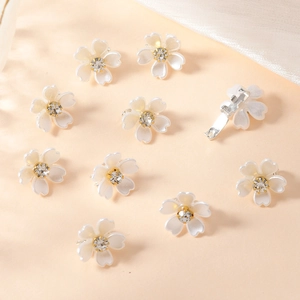 Mini pinces à cheveux fleurs de cerisier blanches avec strass pour accessoires de coiffure
