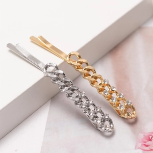 Fashion Rhinestone Chain Style Hair Clip Zinc Alloy Gold Silver Bobby Pin Elegant Hair Accessories For Women Girls