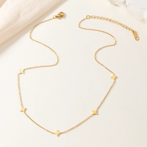 Collana con Pendente a Stella a Quattro Punte in Lega Oro Minimalista Catena per Clavicola Quadrifoglio per Donna Gioielli di Moda