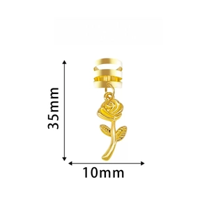 Pendentifs de rose dorée pour bijoux dreadlocks DIY avec dimensions 35x10mm