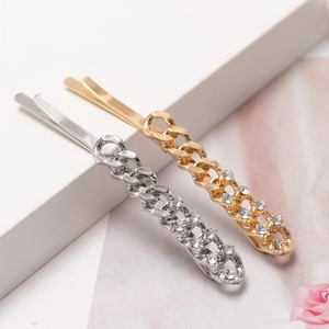 Fermaglio per Capelli a Catena in Lega con Strass Stile Coreano Elegante Minimalista Placcato Oro Argento da Donna