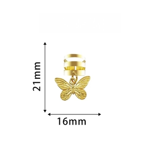 Bijou de cheveux papillon doré pour dreadlocks avec dimensions de 21mm par 16mm