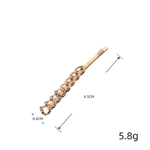 Fermaglio per capelli a catena dorata con strass scintillanti, forcina alla moda lunga 6,5 cm