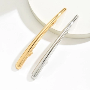 Minimalist gold and silver alloy metal shark hair clips with a high-polished mirror finish