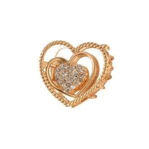Elegant gold alloy heart-shaped hair claw clip with rhinestones and twisted rope design