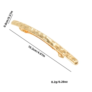 Pince à cheveux minimaliste en métal doré texturé mesurant 10,2 cm de long pour femmes