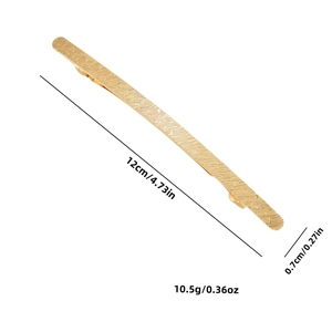 Minimalist gold zinc alloy hair clip with wave texture, 12cm length for women styling