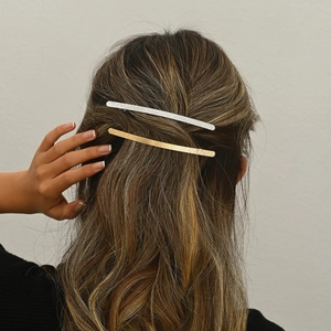 Minimalist Zinc Alloy Metal Barrette Hair Clip For Women Modern Electroplated Long Hairpin Daily Commute Accessories