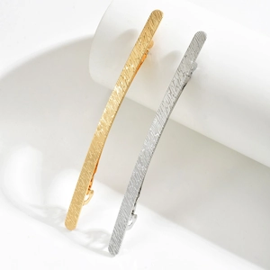 Minimalist zinc alloy hair clips in gold and silver with textured etched finish
