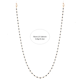 70cm black beaded eyewear chain with gold star charms and non-slip silicone loops