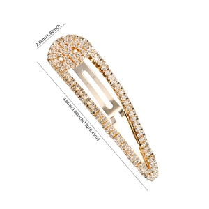 Barrette à cheveux élégante en strass en forme de goutte d'eau avec base en alliage d'or