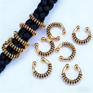 Retro Zinc Alloy Dreadlock Hair Ring Spiral Coil Design Large Hole Decorative Beads DIY Craft Hair Accessories For Party